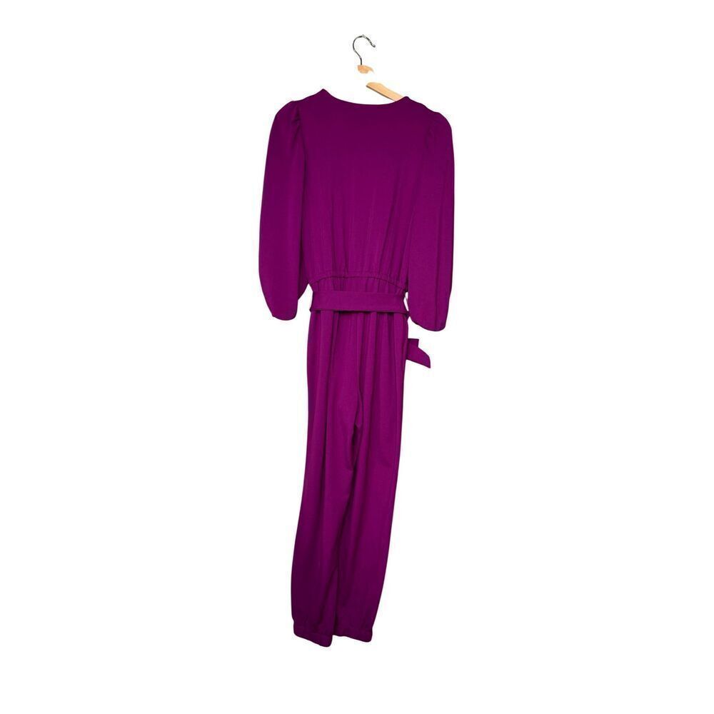 INC International purple V neck bishop sleeve jumpsuit size M - Picture 4 of 16